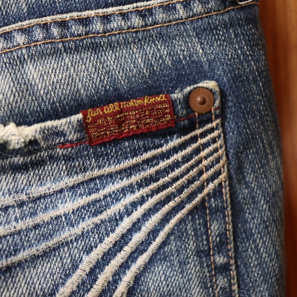 7 For All Mankind Blue Ankle Cropped Wide Leg Y2k Jeans 28 - Picture 5 of 13
